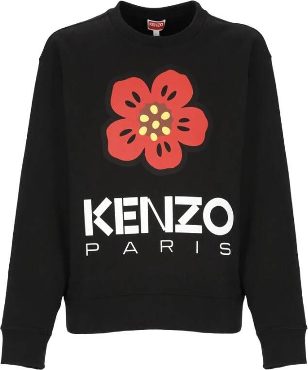 Kenzo Zwarte Katoenen Sweatshirt met Boke Bloemenprint Zwart Heren