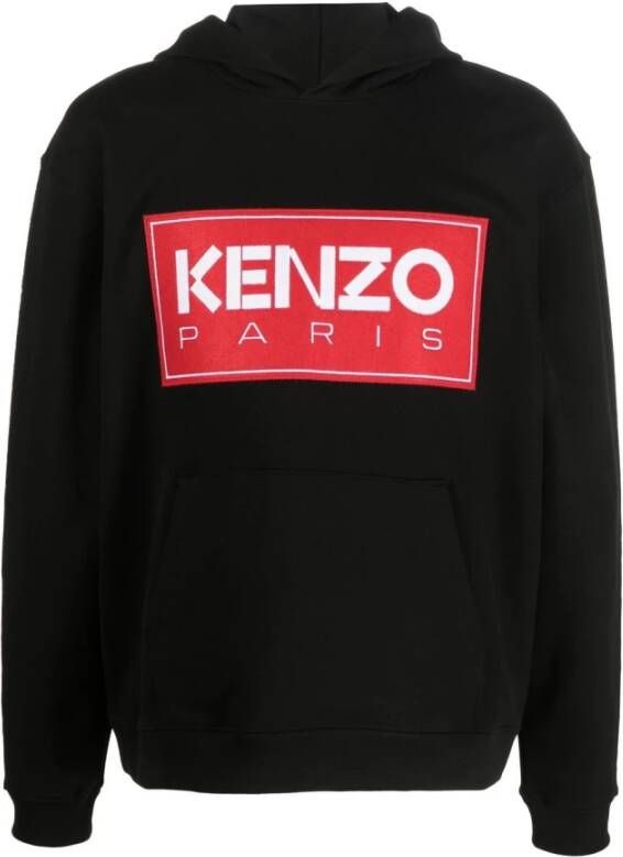 Kenzo Zwarte Katoenen Sweatshirt met Capuchon en Logo Print Zwart Heren