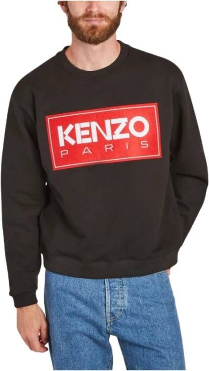Kenzo Zwarte Katoenen Sweatshirt met Paris Patch Zwart Heren