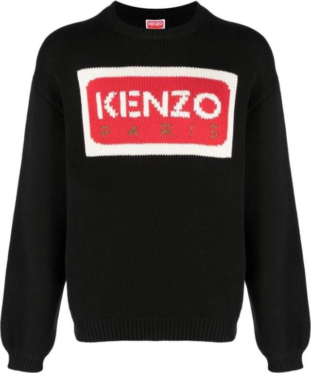 Kenzo Zwarte Logo Intarsia Pullover Black Heren