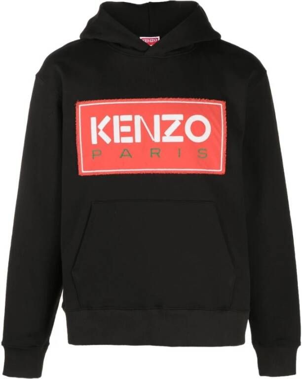 Kenzo Zwarte Logo-Patch Hoodie Black Heren
