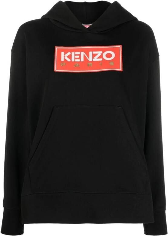 Kenzo Zwarte Logo-Print Katoenen Hoodie Zwart Dames