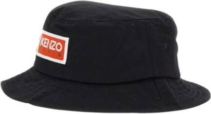 Kenzo Stijlvolle Logo-Geborduurde Bucket Hoed Black