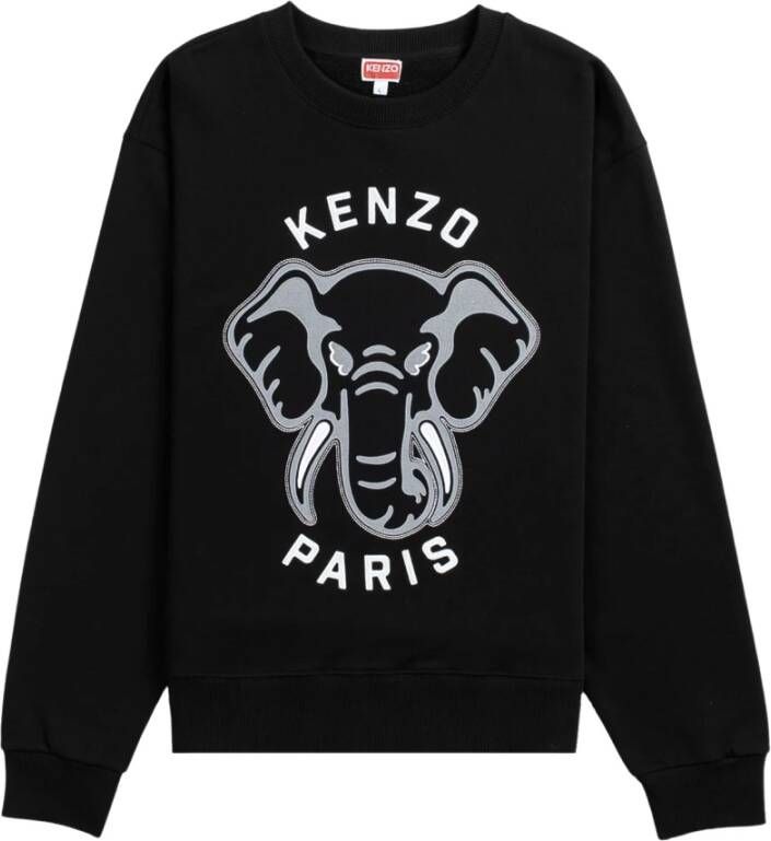 Kenzo Zwart Sweatshirt met Olifantenprint Black Heren