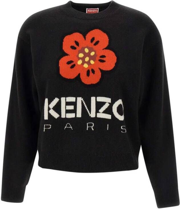 Kenzo Zwarte wollen trui met Boke Flower motief Black Dames