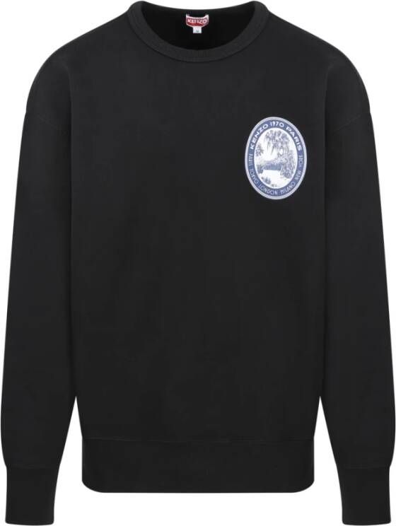 Kenzo Zwarte Tiger Patch Oversize Sweater Zwart Heren