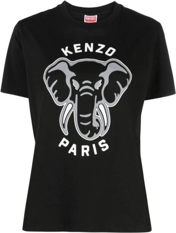 Kenzo Zwarte Varsity Jungle Geborduurde T-shirt Zwart Dames