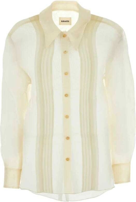 Khaite Doorschijnende ivoorkleurige zijden blouse White Dames