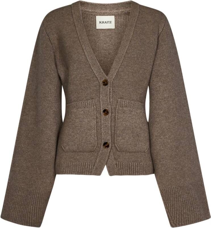 Khaite Kasjmier V-Hals Cardigan met Schildpadknopen Bruin Dames