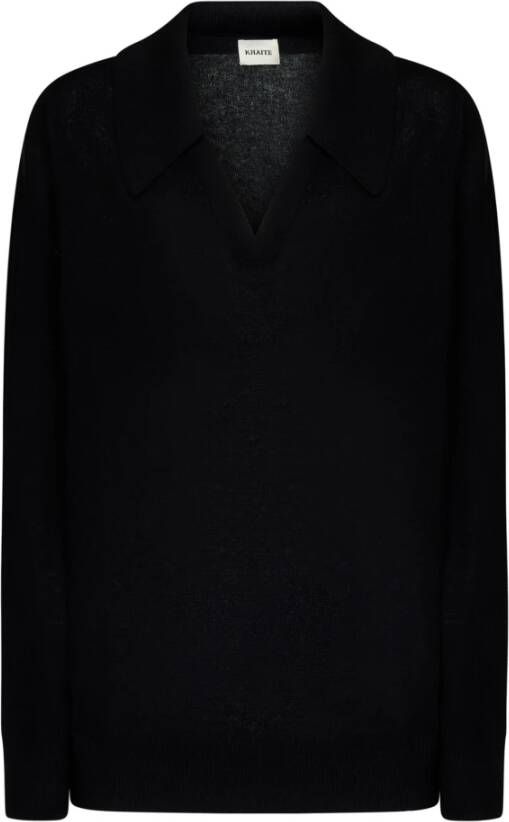 Khaite Zwarte Kasjmier Oversized Pullover Zwart Dames