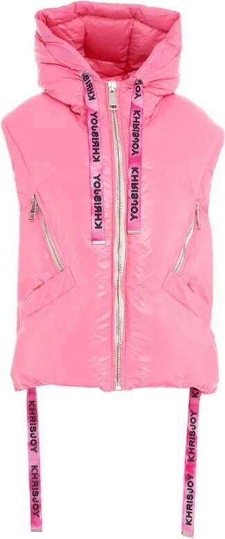 Khrisjoy Oversized Puffer Vest met capuchon Pink Dames