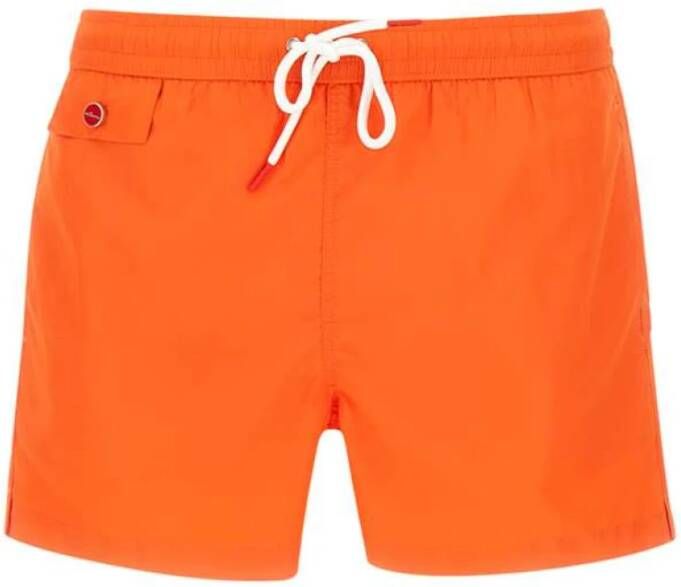 Kiton Levendige Oranje Heren Zwembroek met Geborduurd Logo Orange Heren