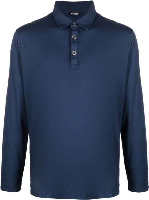 Kiton Blauw Cashmere Blend Polo Shirt Blauw Heren