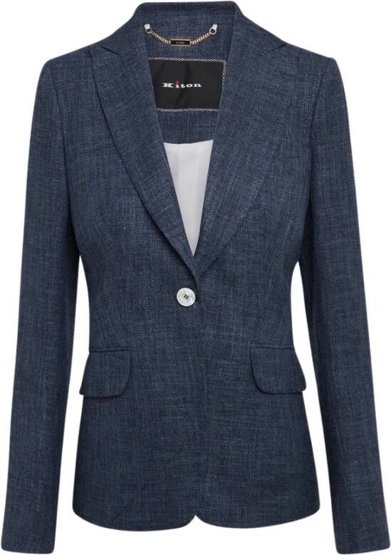 Kiton Blauwe Denim Kasjmier Jas Blauw Dames
