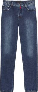Kiton Blauwe Ma?s Gestikte Slim Fit Jeans Blauw Heren