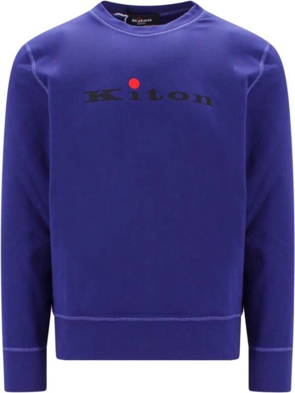 Kiton Blauwe Ss23 Crew-Neck Sweatshirt Blauw Heren