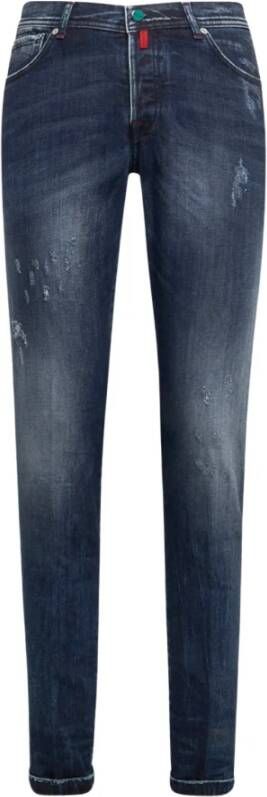 Kiton Broek ultra slank katoen Blauw Heren