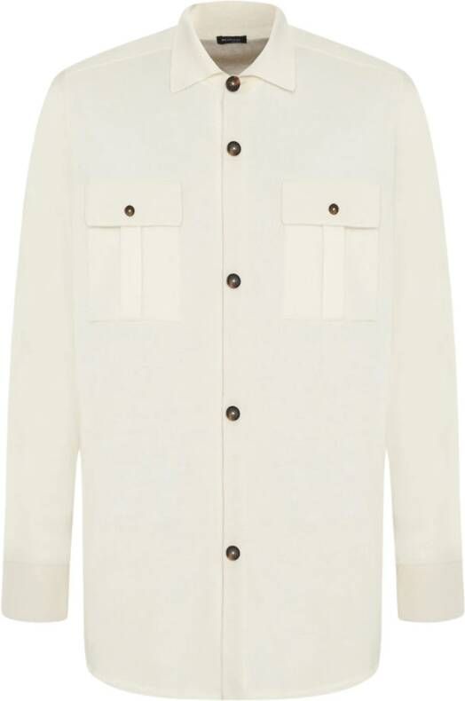 Kiton Cashmere Overhemd Jas Wit Heren