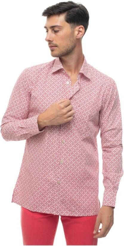 Kiton Casual geruite overhemd Rood Heren