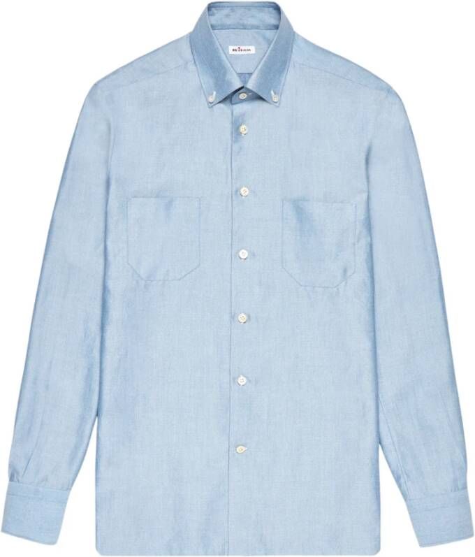 Kiton Ciro Katoenen Overhemd Blauw Heren