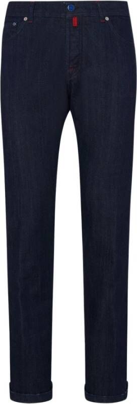 Kiton Donkerblauwe Slim-Fit Jeans van Biologisch Katoen Blauw Heren