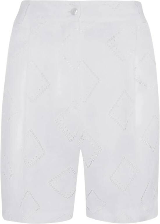 Kiton Elegante Linnen Bermuda Shorts White Dames