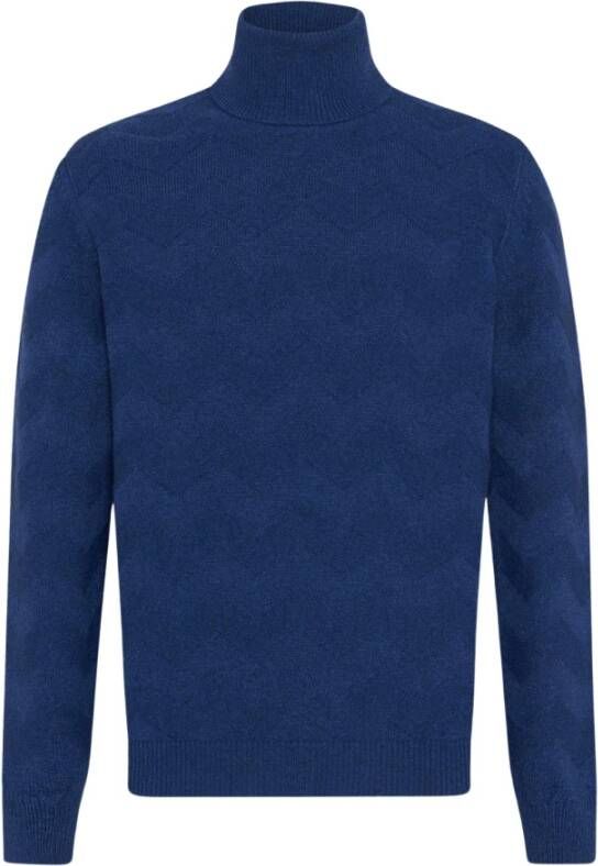 Kiton Elektrisch Blauwe Cashmere Polo Hals Pullover Blauw Heren