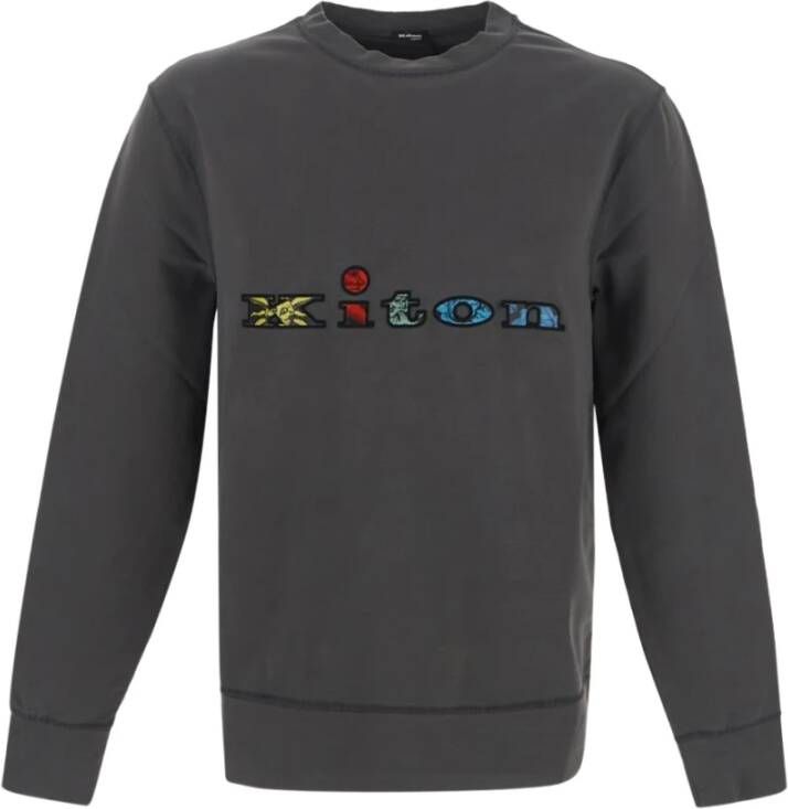 Kiton Geborduurd Logo Sweatshirt Grijs Heren