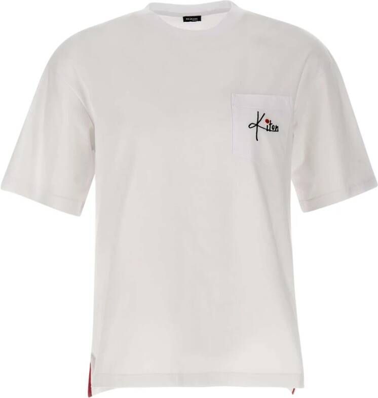 Kiton Heren Wit Katoenen T-shirt met Logo White Heren