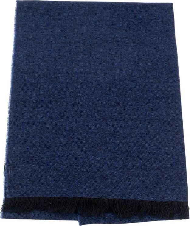 Kiton Italiaanse Sjaal 50x180 cm Blauw Heren