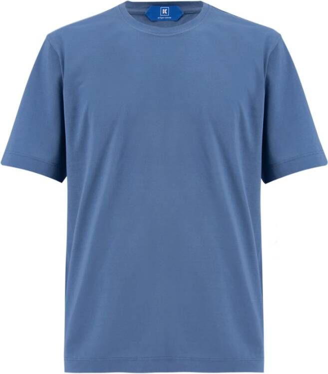 Kiton Katoenen Crew Neck T-shirt Blauw Heren