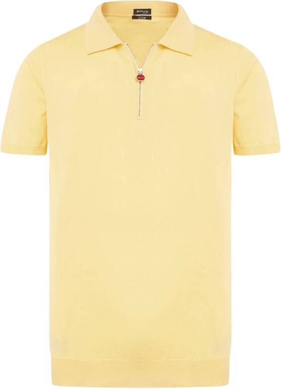 Kiton Katoenen Polo Shirt met Rits Yellow Heren