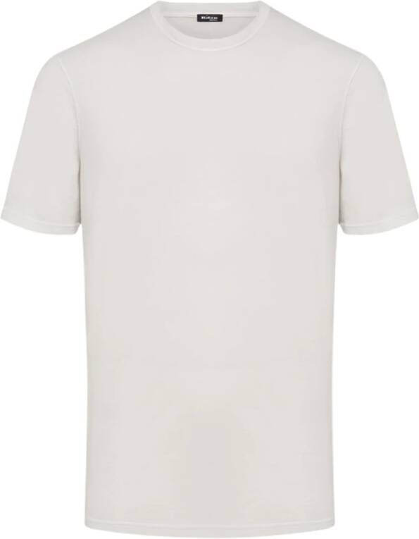 Kiton Katoenen T-shirt met korte mouwen en ronde hals Beige Heren