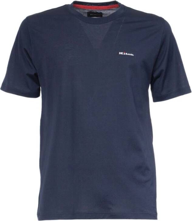 Kiton Klassiek Katoenen T-Shirt voor Heren Blauw Heren