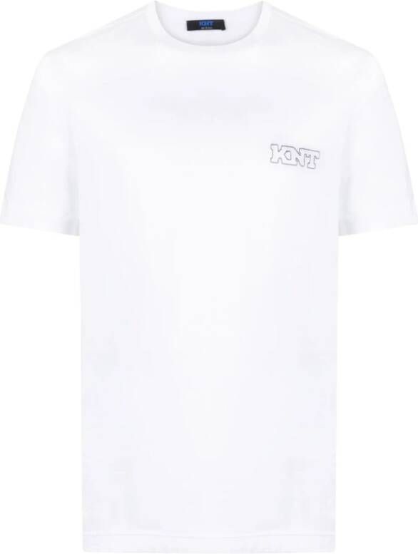 Kiton Wit Logo-Geborduurd Crew-Neck T-Shirt White Heren