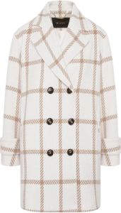 Kiton Luxe Double-Breasted Caban Coat Wit Dames