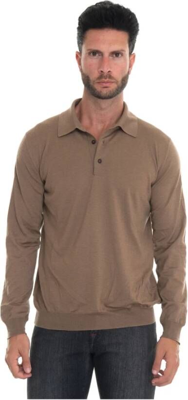 Kiton Luxe Polo Shirt met Lange Mouwen Bruin Heren