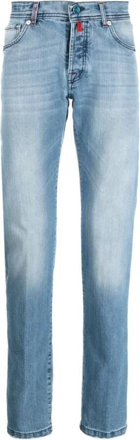 Kiton Mid-Wash Straight-Leg Jeans Blauw Heren