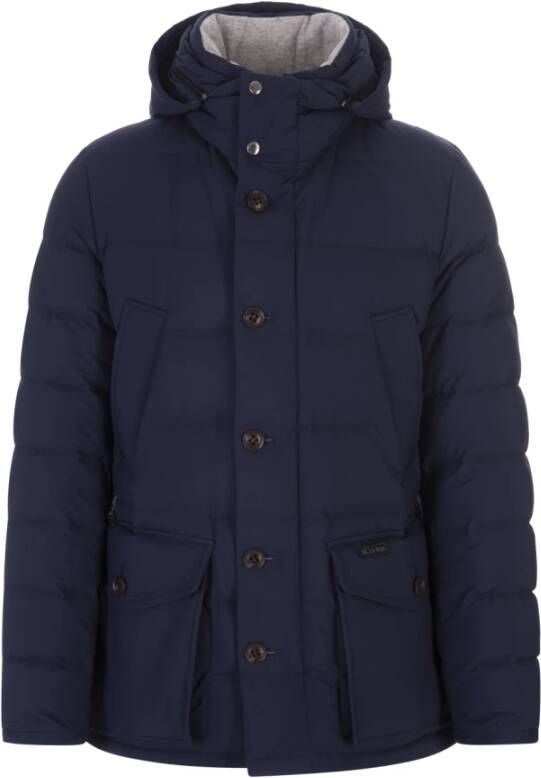 Kiton Nachtblauwe Gewatteerde Herenjas Blauw Heren