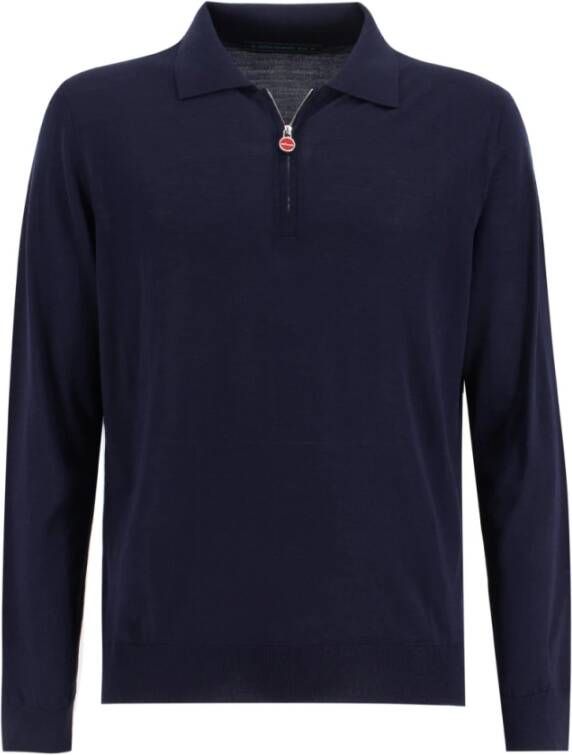 Kiton Navy Blue Zip Polo Shirt voor Heren Blauw Heren