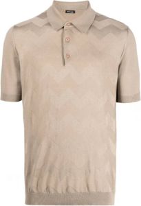 Kiton Polo shirt met golfpatroon Beige Heren