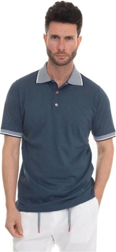 Kiton Polo shirt met korte mouwen en contrastafwerking Blauw Heren