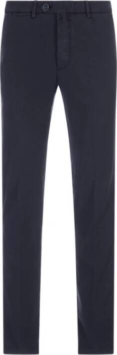 Kiton Slim Fit Blauwe Katoenen Broek Blauw Heren