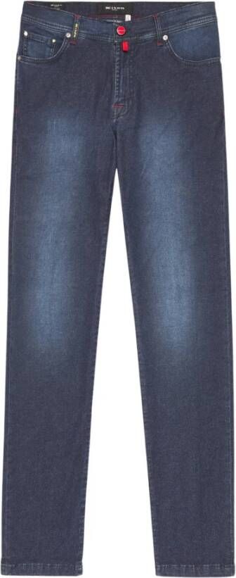 Kiton Slim Fit Donkere Wassing Denim Jeans Blauw Heren