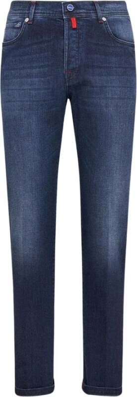 Kiton Slim-fit Katoenen Broek Blauw Heren