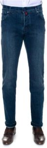 Kiton Slim-Fit Stone Washed Denim Jeans Blauw Heren