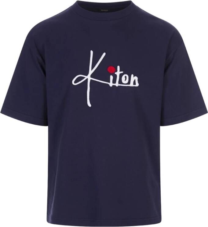 Kiton Stijlvolle Donkerblauwe Katoenen T-shirt voor Heren Blauw Heren
