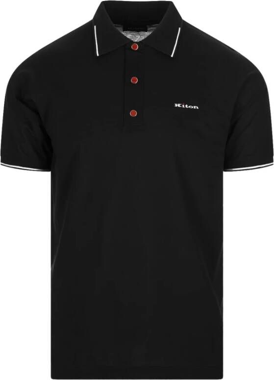 Kiton Stijlvolle Zwarte Katoenen Polo Shirt voor Heren Zwart Heren