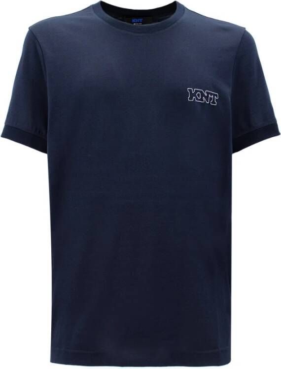 Kiton T-shirt met Ronde Hals en Logo Borduursel Blauw Heren