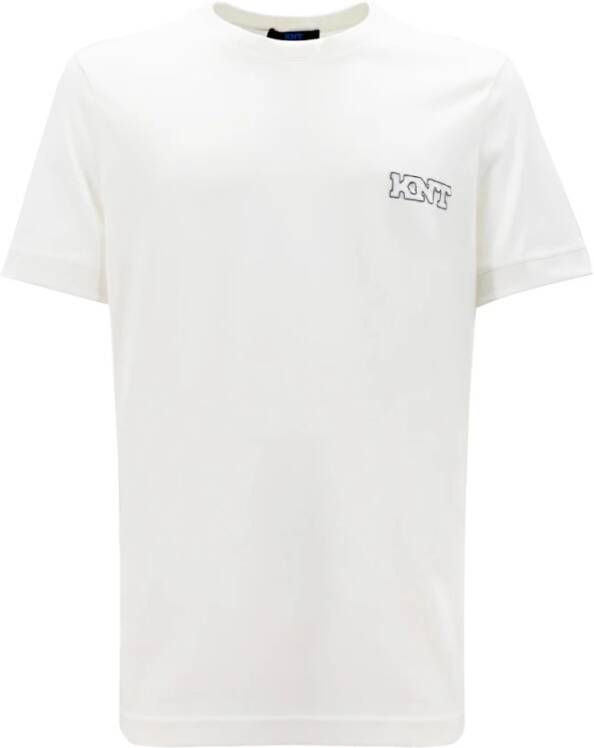Kiton T-shirt met Ronde Hals en Logo Borduursel White Heren